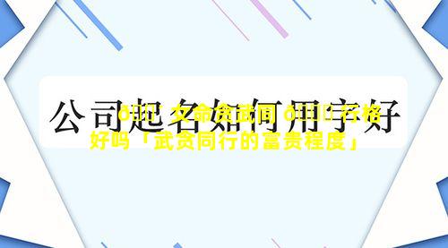 🐴 女命贪武同 🐅 行格好吗「武贪同行的富贵程度」